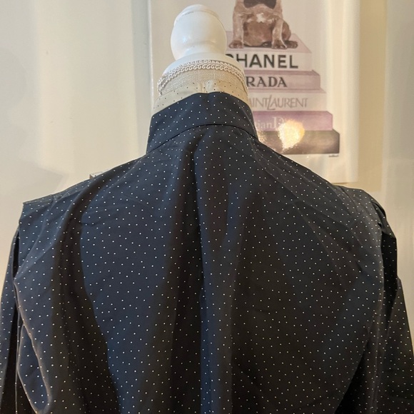 100% Silk Blouse Black and white Polkadot - Picture 7 of 9